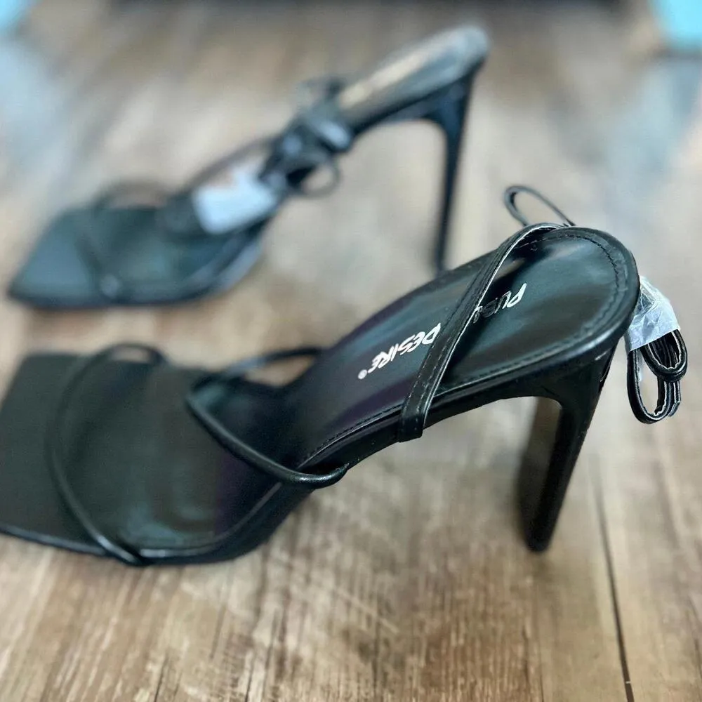 Public Desire Square Toe Block Heel Strappy Heels - Image 3