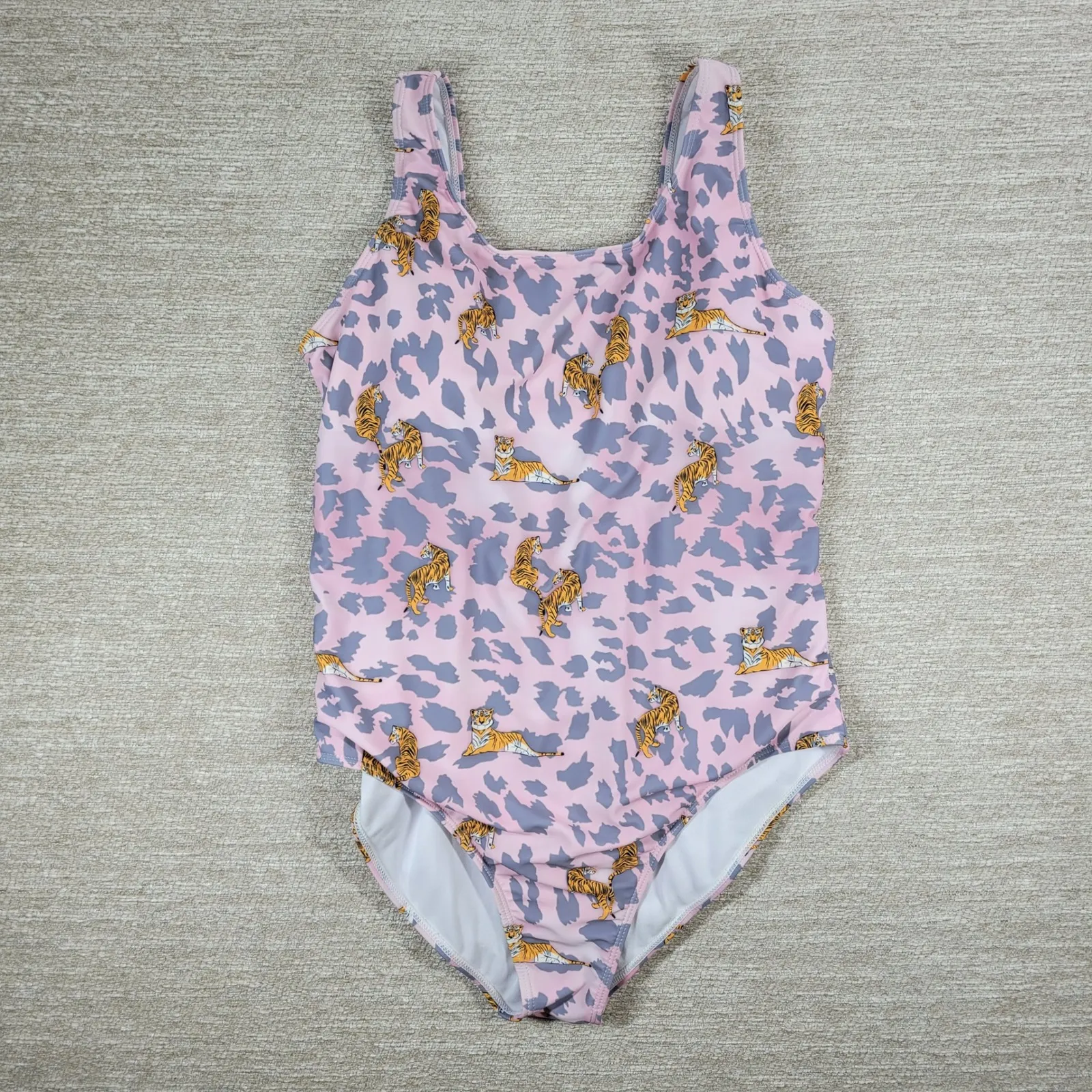 Mindy Mais Market Tiger One Piece Swimsuit Size L Pink Gray Leopard Print LSU Size L - Image 5