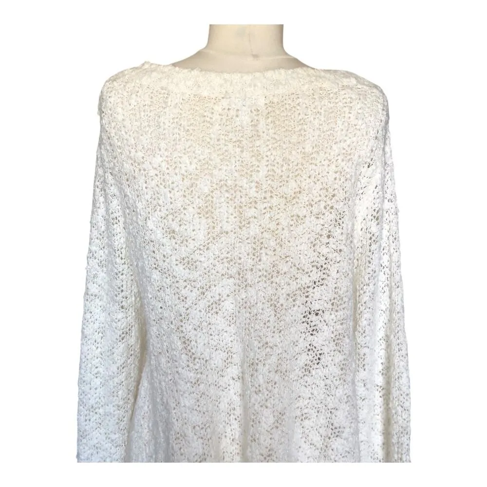 Leith  Sweater Ivory White Round Neck Long Sleeve Acrylic Pullover Women's Medium - Image 6
