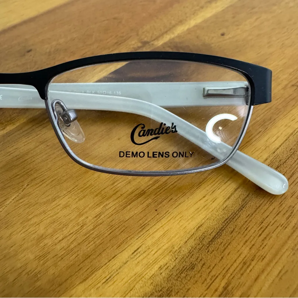 Candie’s C Onix BLK Black Half rim cat eye eyeglasses frames 50 16 135 - Image 2