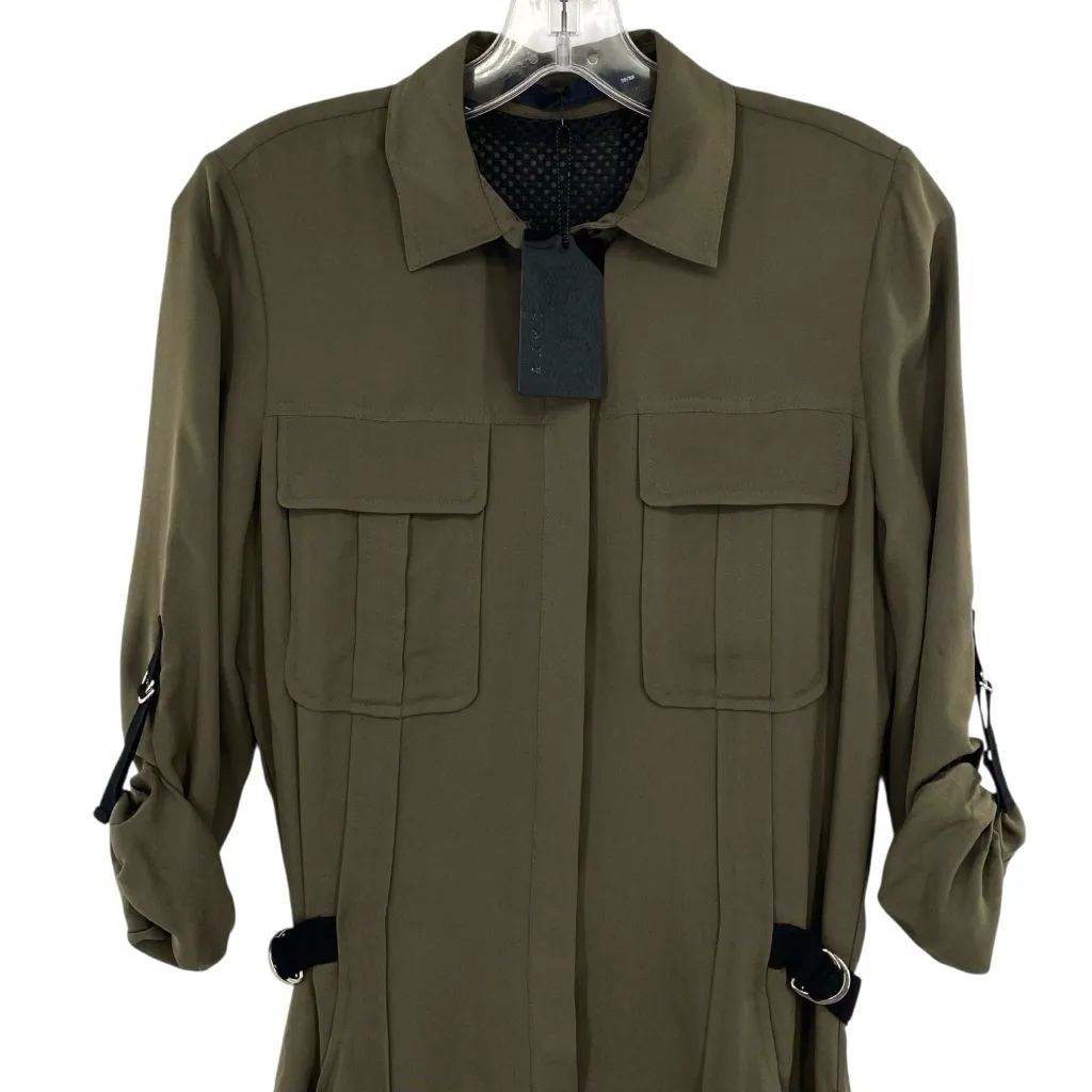 L.A.M.B Gwen Stefani Olive Green Silk Shirt Dress New - Image 3
