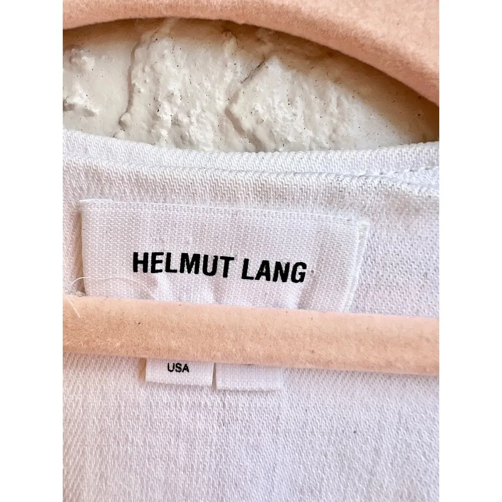 Helmut Lang 3/4 Sleeve Asymmetrical Zip Denim Moto Jacket White Women's Small - Image 3