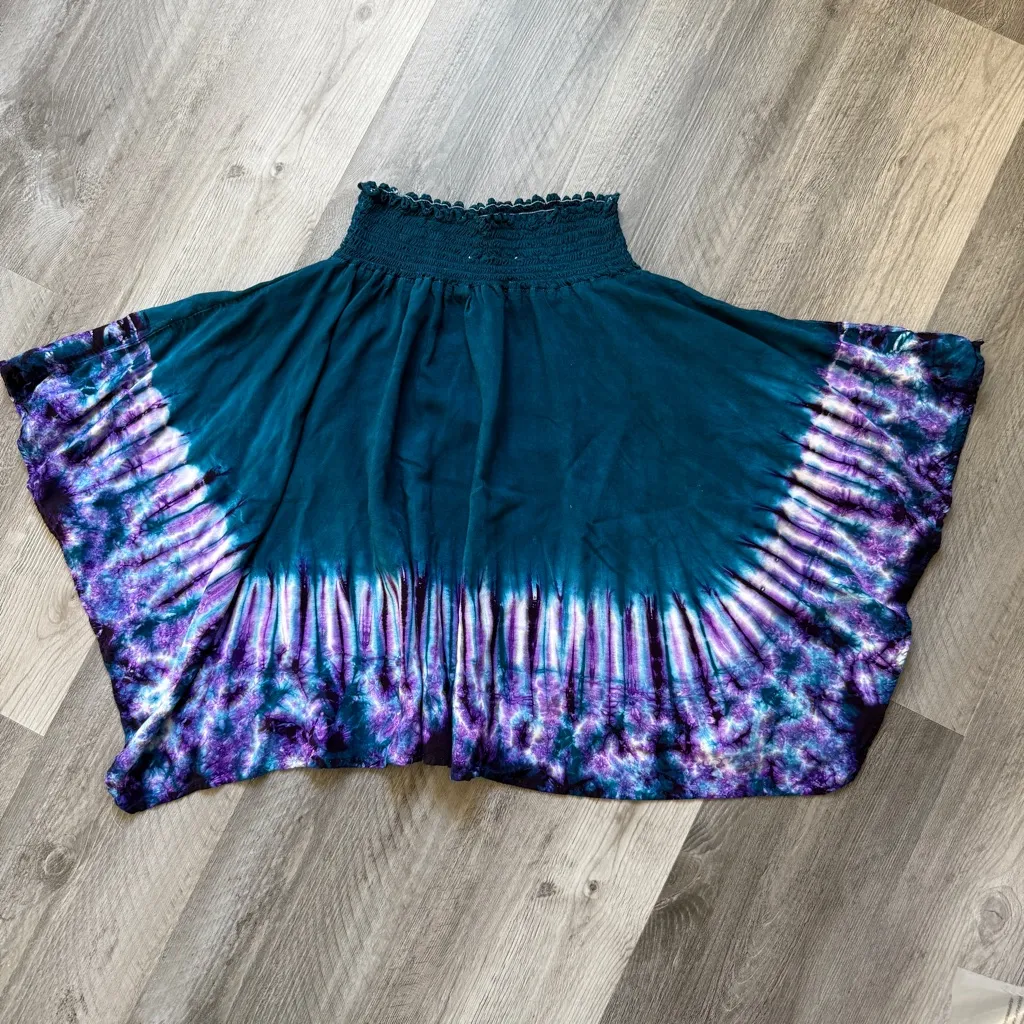 Dharma Trading Co Tie Dye Skirt Rayon Deep Teal Purple Multiple - Image 2
