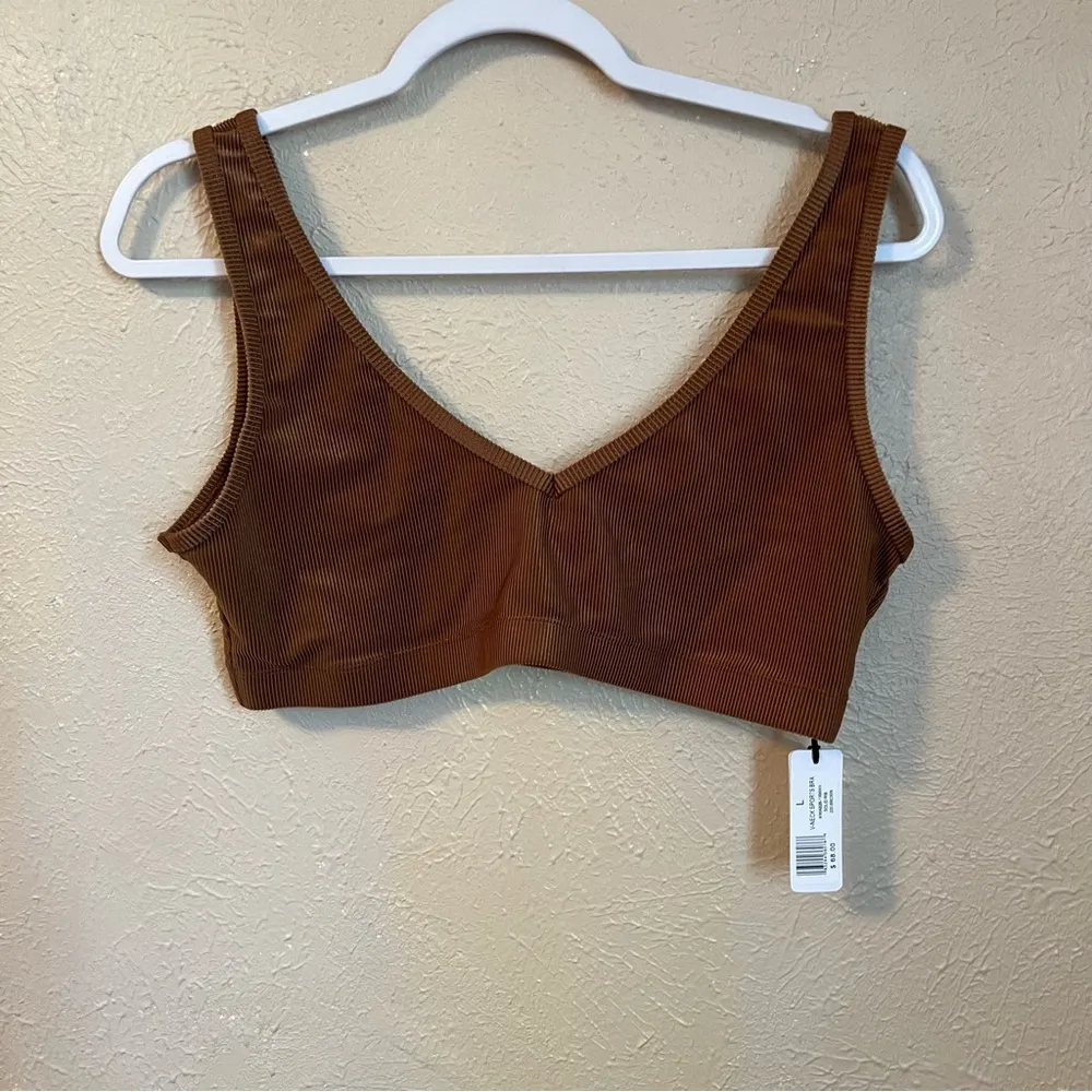 NWT Danielle Bernstein Solid Rib Workout Set Large Brown - Image 4