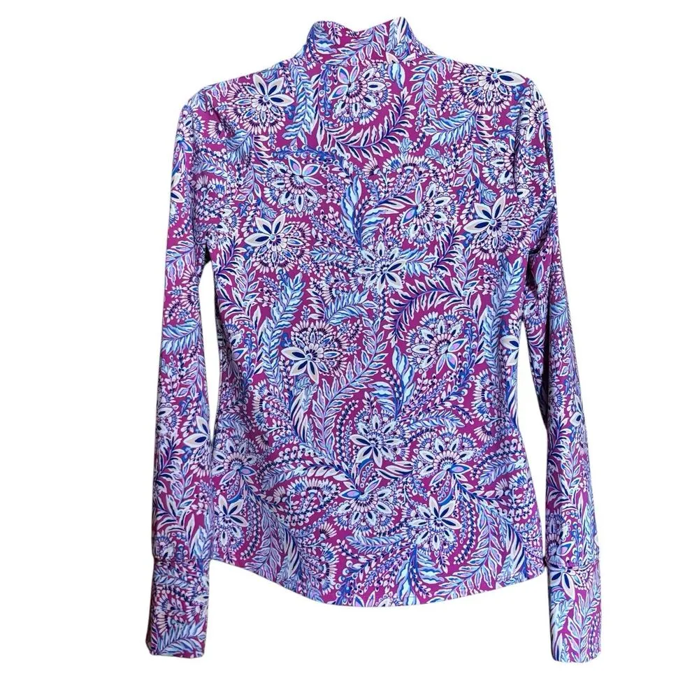 Tommy Bahama Gold Tennis Active UPF 50 Island Zone Zipper Top Women Small Blouse - Image 6