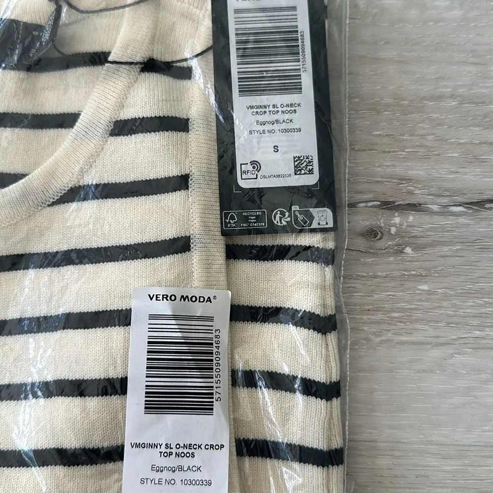 Vero Moda Sleevess Striped Tank Top in Mono Eggnog/Black S NWT IN PACKAGE - Image 6