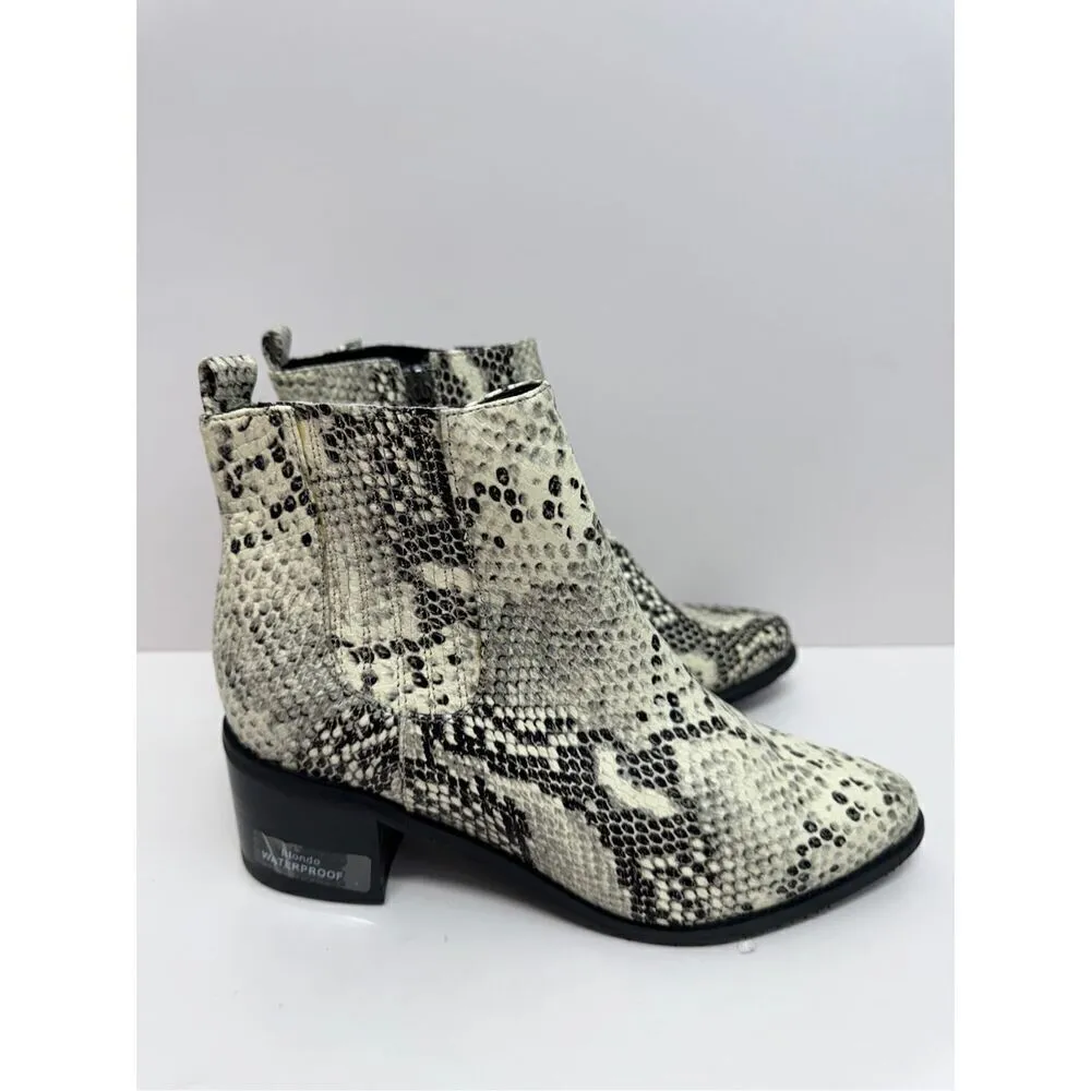 Blondo Ankle Booties Size 7 Snakeskin Embossed Leather Waterproof Block Heel NEW - Image 3