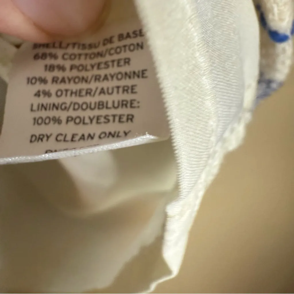 NWT Halogen Women Faux Wrap Skirt 4 Blue‎ Ivory Textured Striped Fringe Office - Image 8