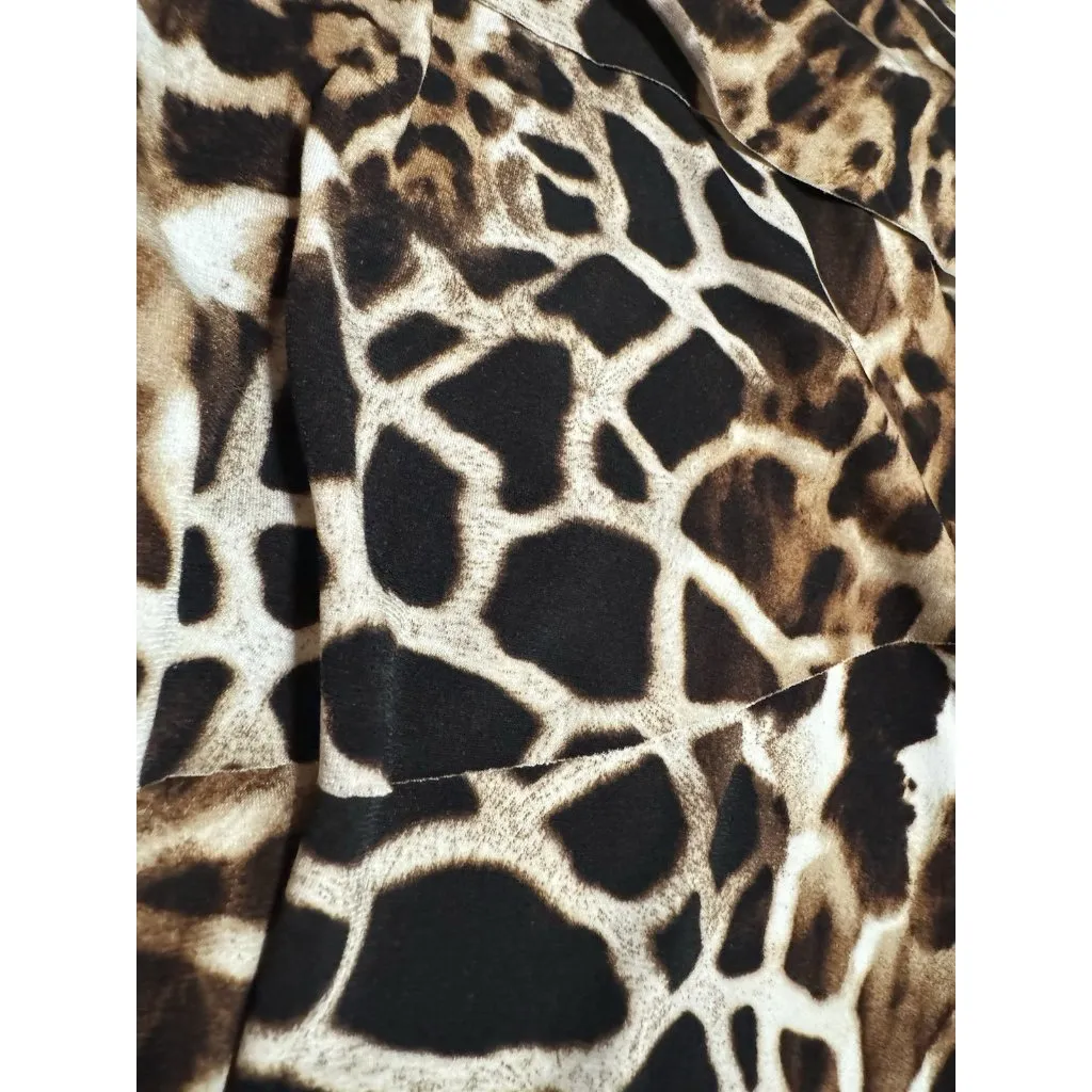 Susan Graver Top Sz XL Leopard Animal Print Layered Liquid Knit Ruffle Stretch - Image 7
