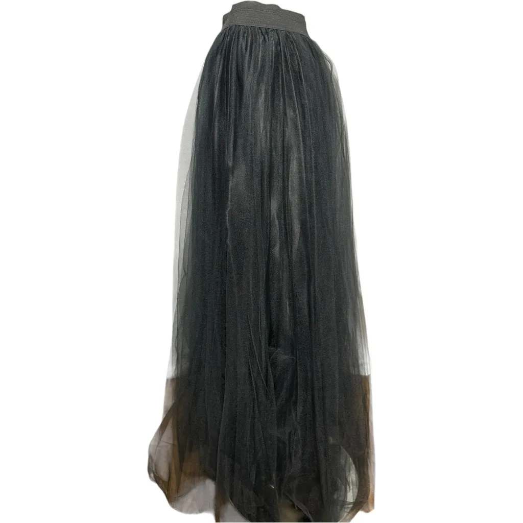 Jessica McClintock Gunne Sax Vintage Size 11 12 Black Layered Tulle Maxi Skirt - Image 3
