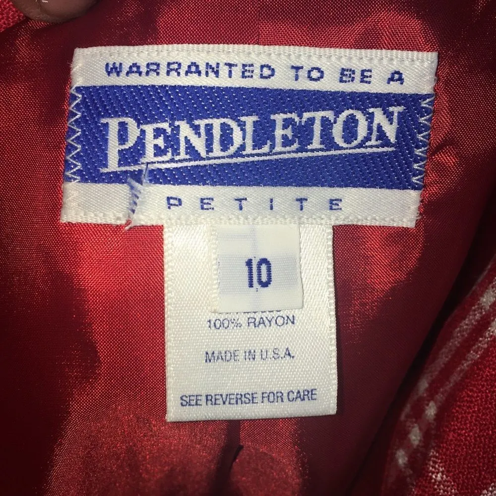 Pendleton vintage 10P cropped red plaid blazer - Image 3
