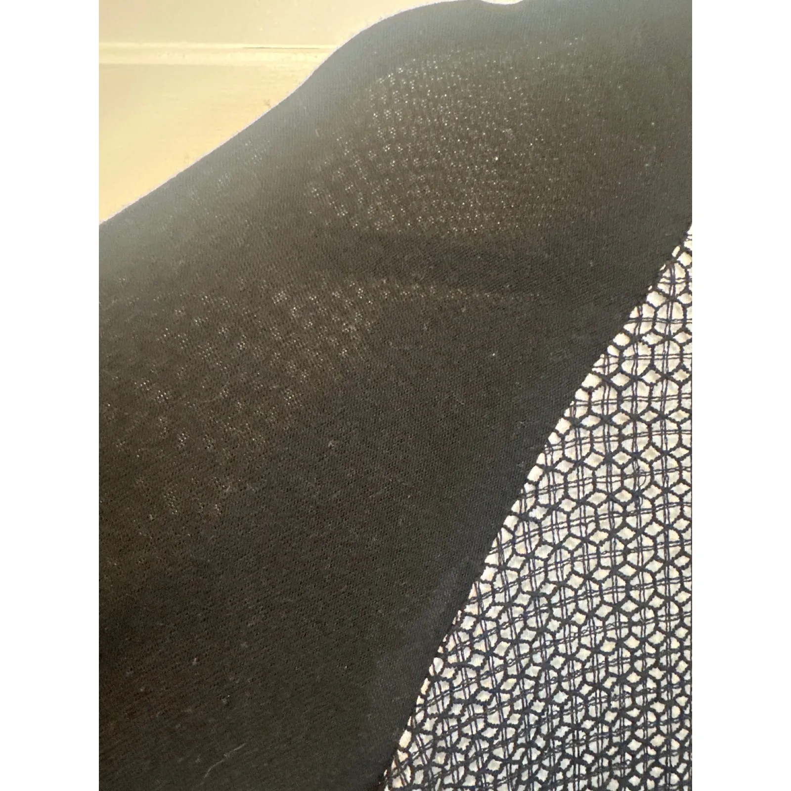 DEMOCRACY Black Lace Trim Long Sleeve Knit Top Women's Size M boho chic fairy - Image 4