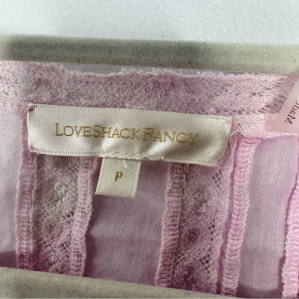 LoveShackFancy Gwen Ruffle Mini Dress in peony pink tie-dye cotton with lace - Image 5