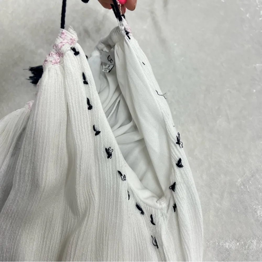 Q&A Embroidered White navy small lined  boho Dress - Image 6