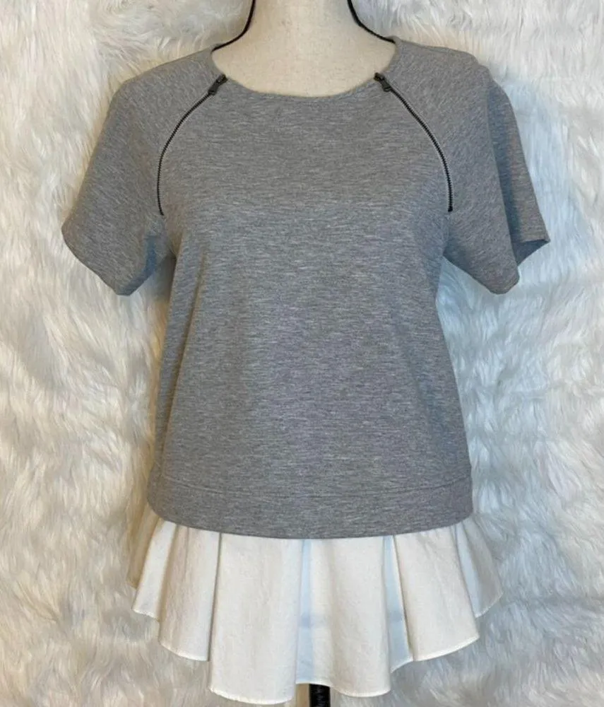 Tibi Italian Pointe Top Sweatshirt Raglan Zip Size XS - Image 3