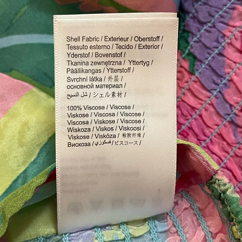 Farm Rio NWT Beach Vibe Multicolor Top blue pink green ruffle women’s size L - Image 12