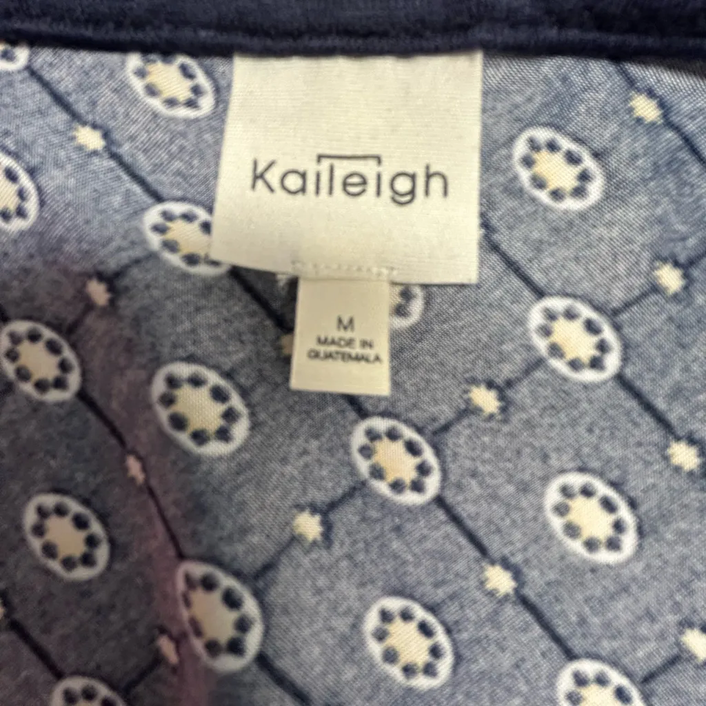 Kaileigh Azaria Navy Faux Wrap Geometric Print Dress - Image 9