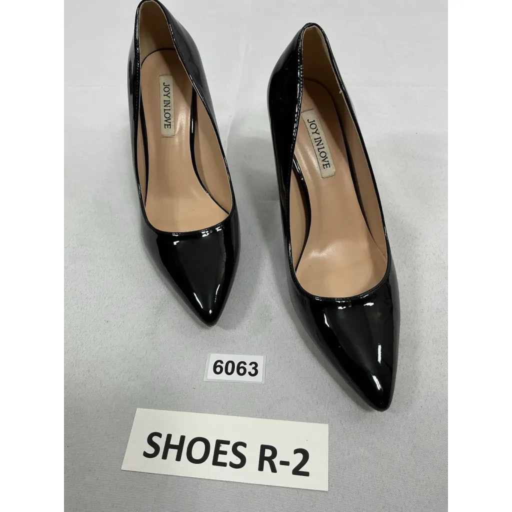 Womans Joy In Love Slipon Pumps 9.5 Stacked Heel Pointed Toe Black - Image 3