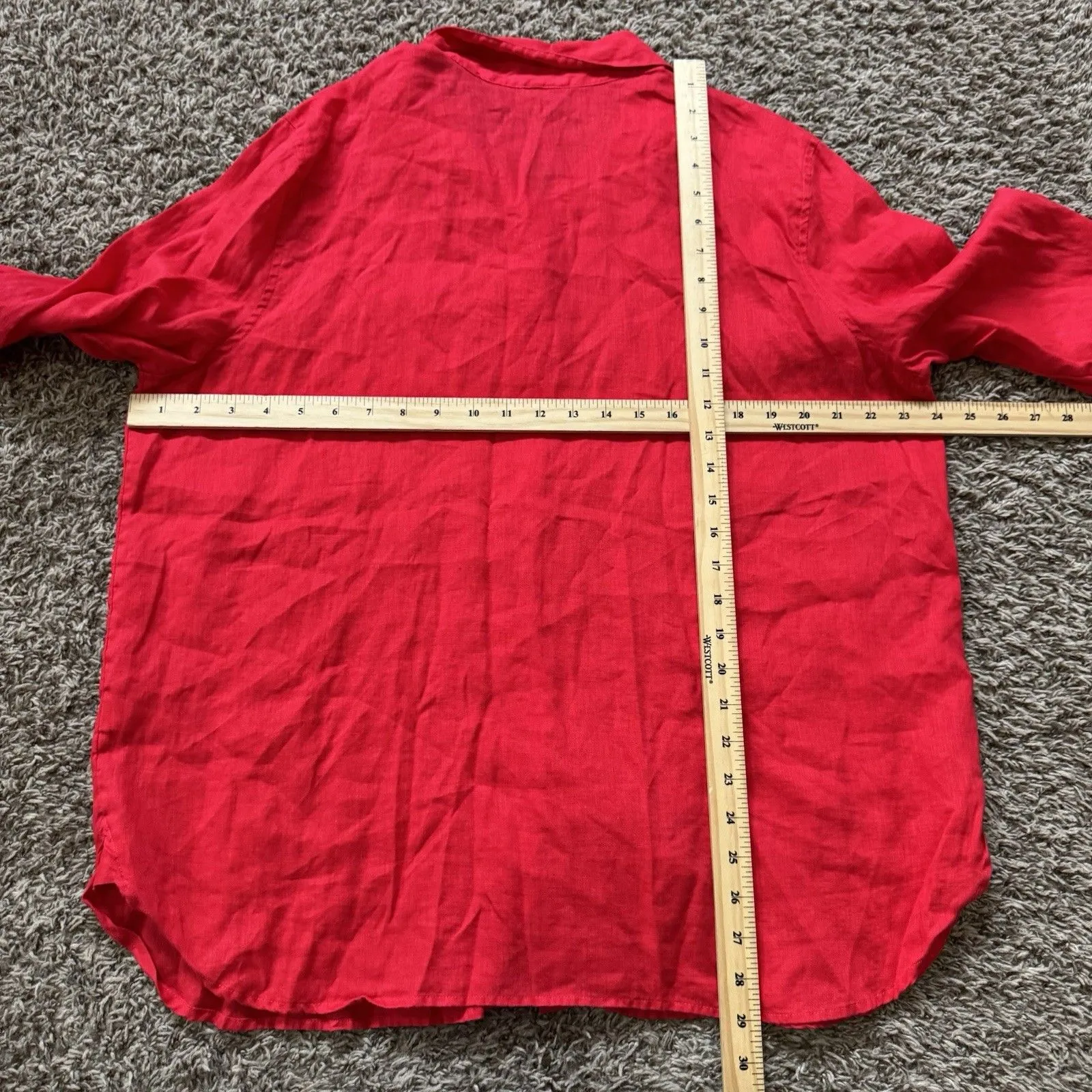 J. Jill Love Linen Button Up Top Blouse Womens Size L Red Light Flowy Christmas Size L - Image 7