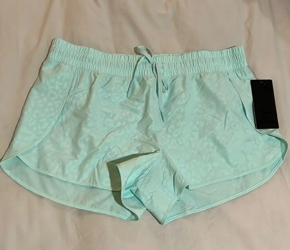 90 Degree By Reflex Night Leopard Blue Light Running Shorts Size XL Green - Image 2