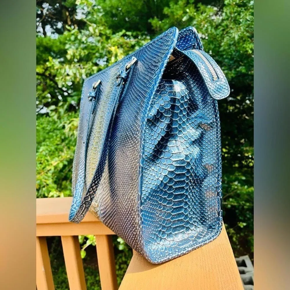 Brahmin Tia Tote Serenity Meridian Melbourne Snake Print Leather NWT - Image 4