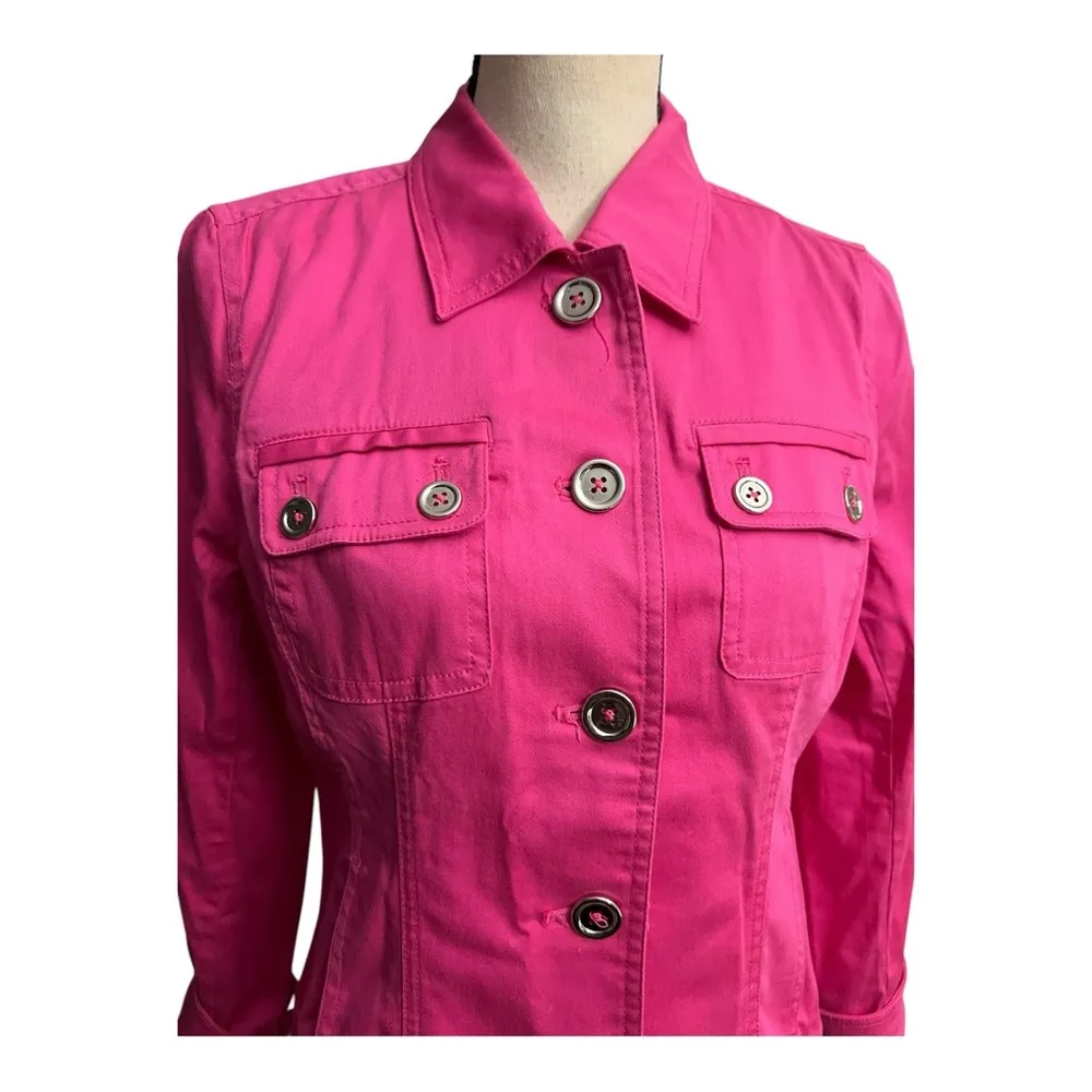 Jones New York Pink Jean Jacket with Fitted Silhouette Size S - Image 5