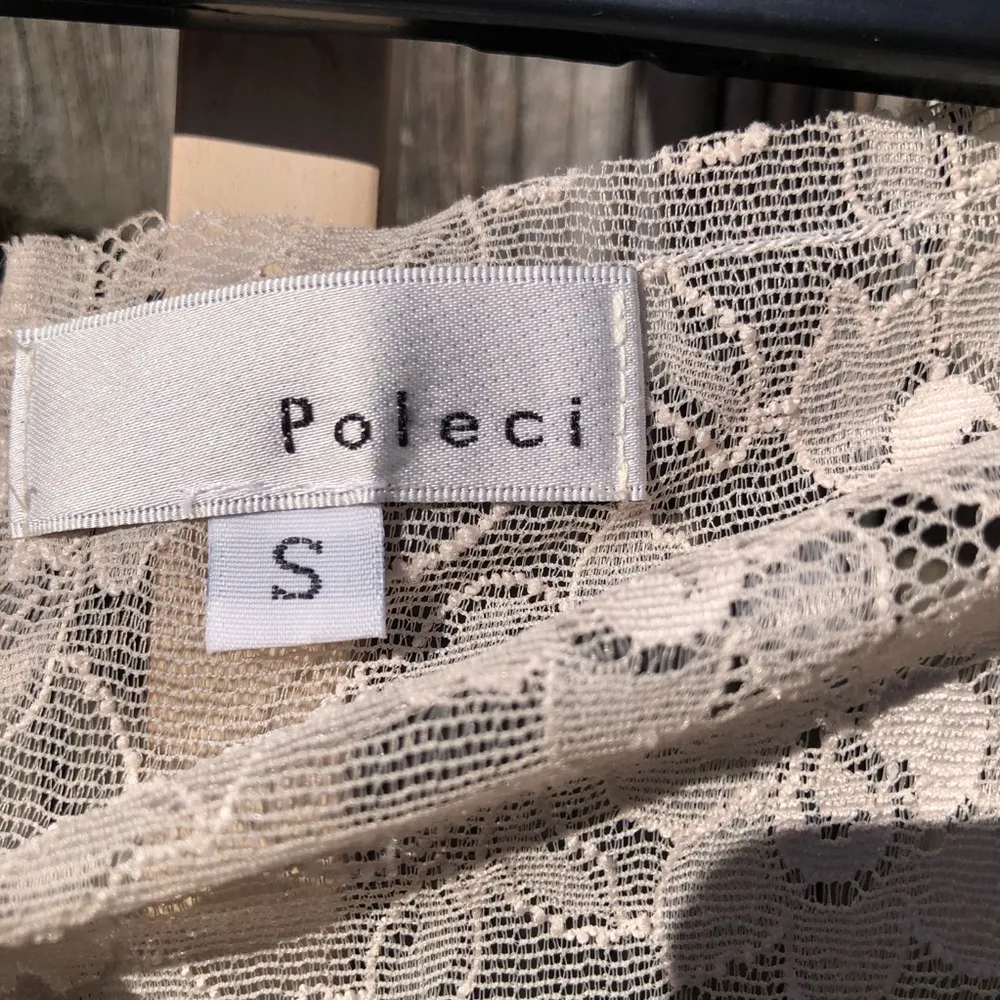 Poleci Women's Lace Sheer Knee‎ Length Dress Small Ivory Lingerie Bodycon - Image 4