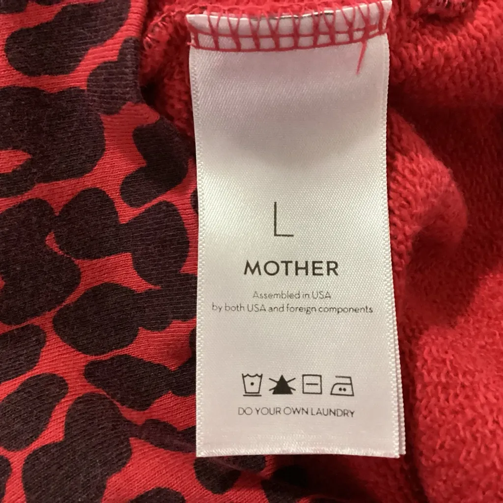MOTHER Koozie Leopard Crewneck Radioactive Paws Size Large Red - Image 6
