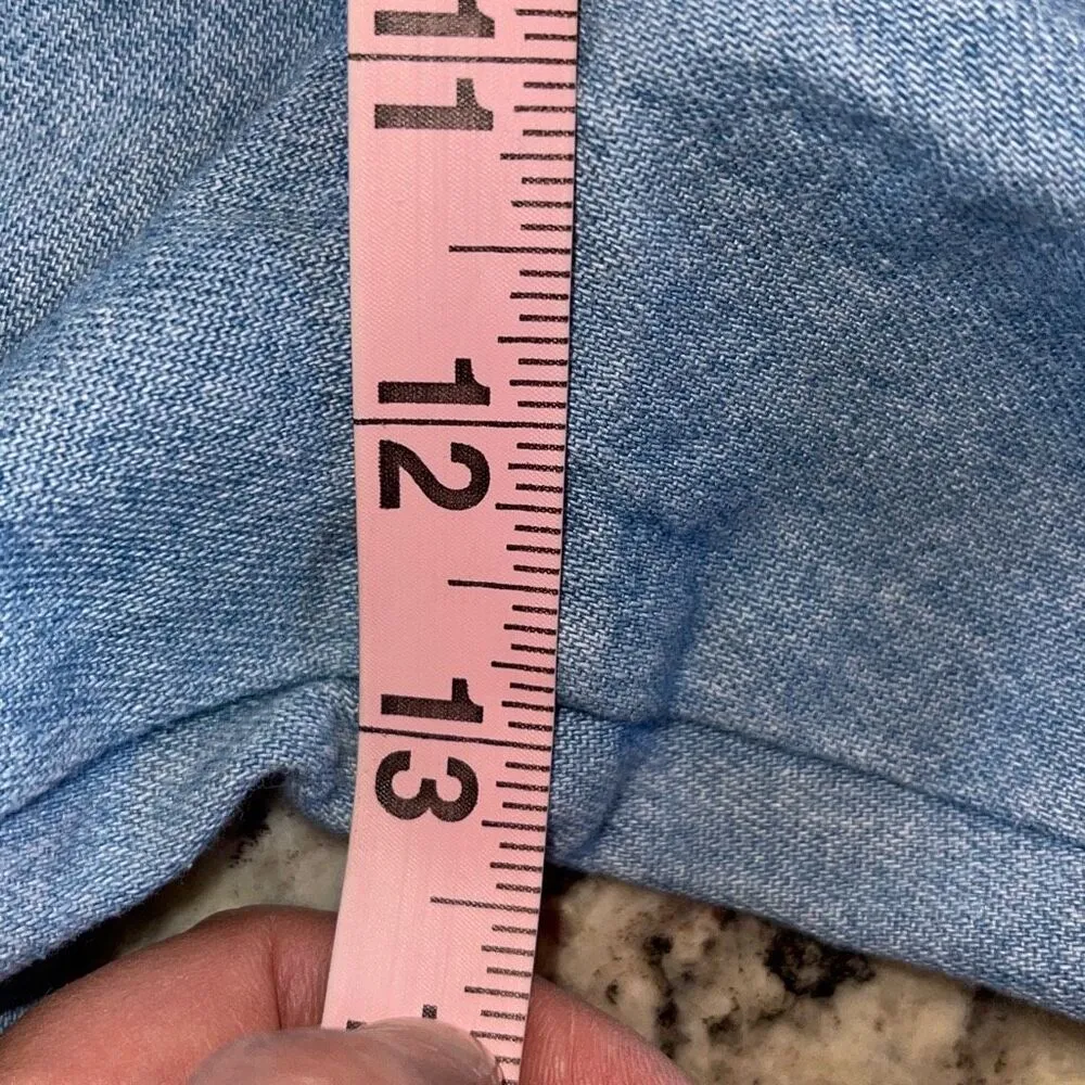 Sunbelt Denim Jeans Vintage Floral Hand painted Pull On Light Wash Mom Trend Med Blue - Image 8