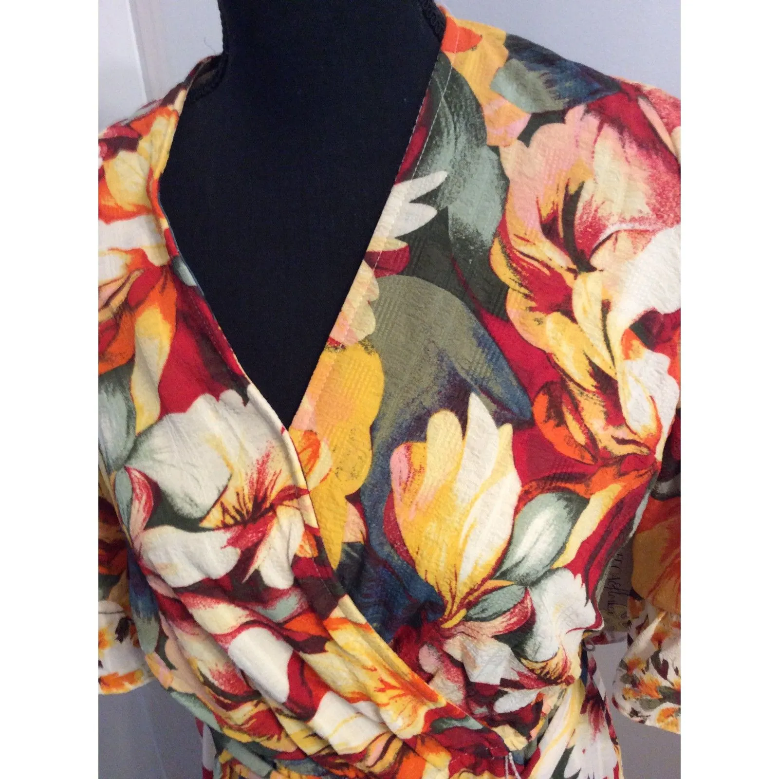 New NWT Figeroa Flower Flutter Sleeve Tiered Sunflower Floral Large Lined Yellow Size XL - Image 6