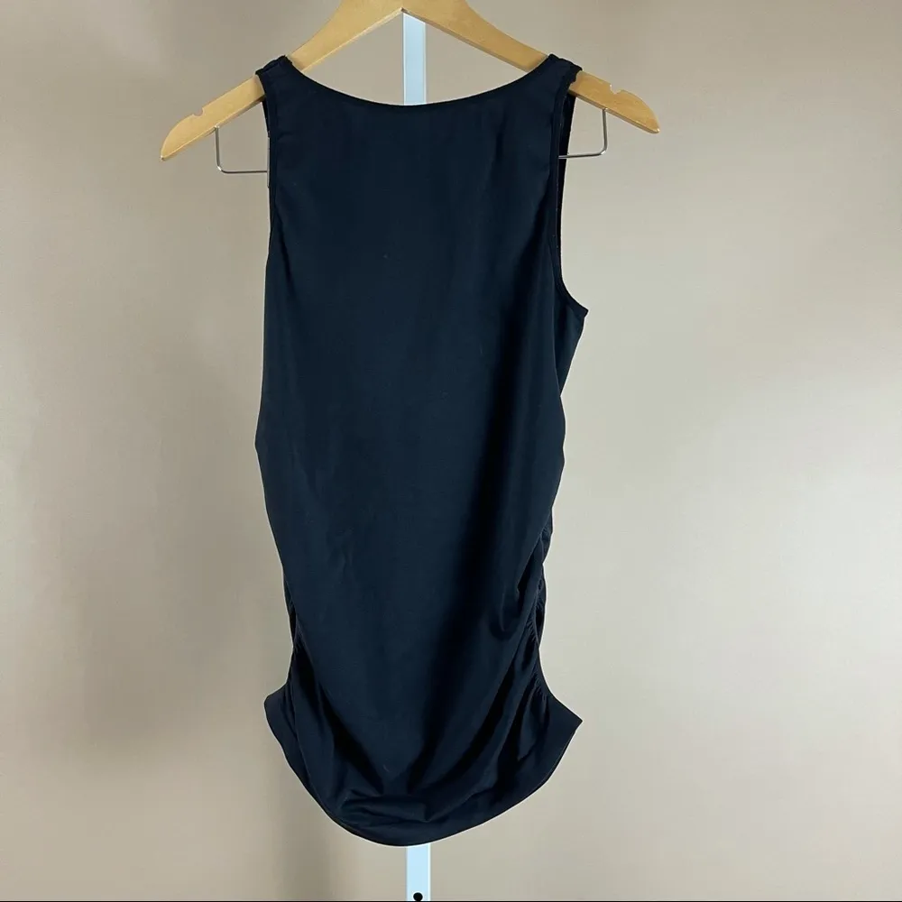 BeMaternity Medium Large Ruched Scoop Neck Racerback Tank Top Soft Smooth Black Size undefined - Image 2