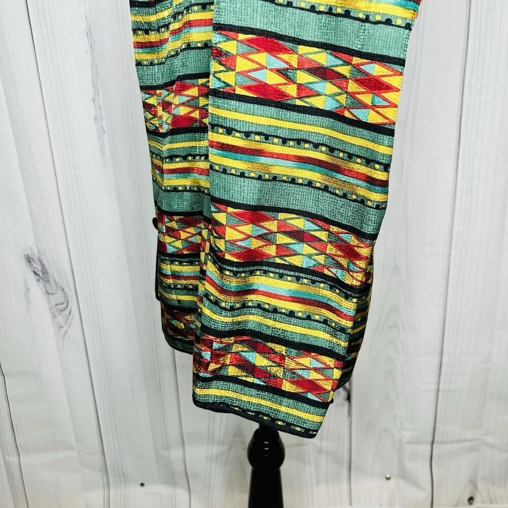 Adrianna Papell 100% Silk Jacket Sz 16 Geometric Multicolor Lined Vintage - Image 7