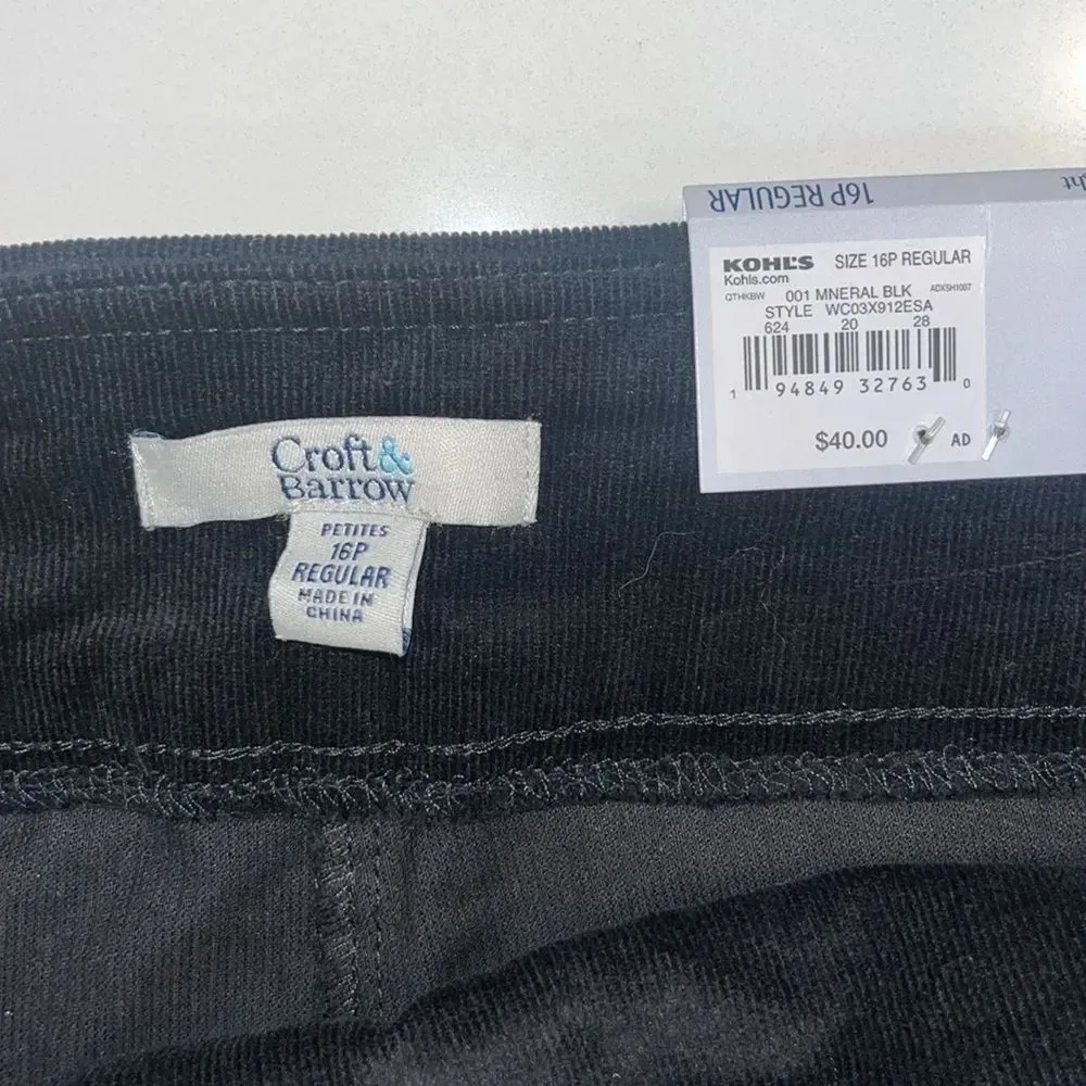 NWT Croft & Barrow Pull On Corduroy Velvet Pants Size 16 Petite - Image 5