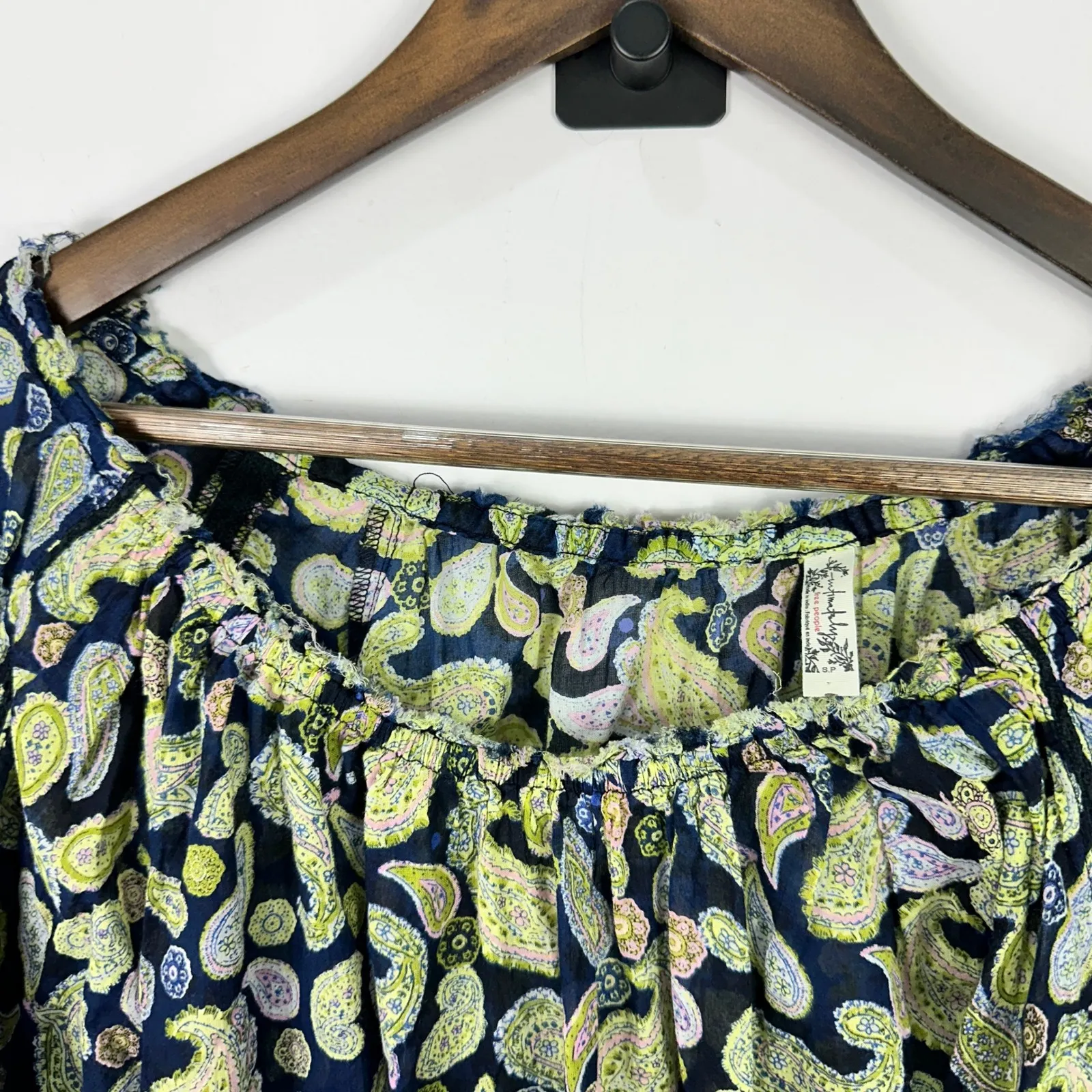 Free People Bodysuit S Paisley Boho Hippie Festival Peasant Cottagecore Romantic - Image 3