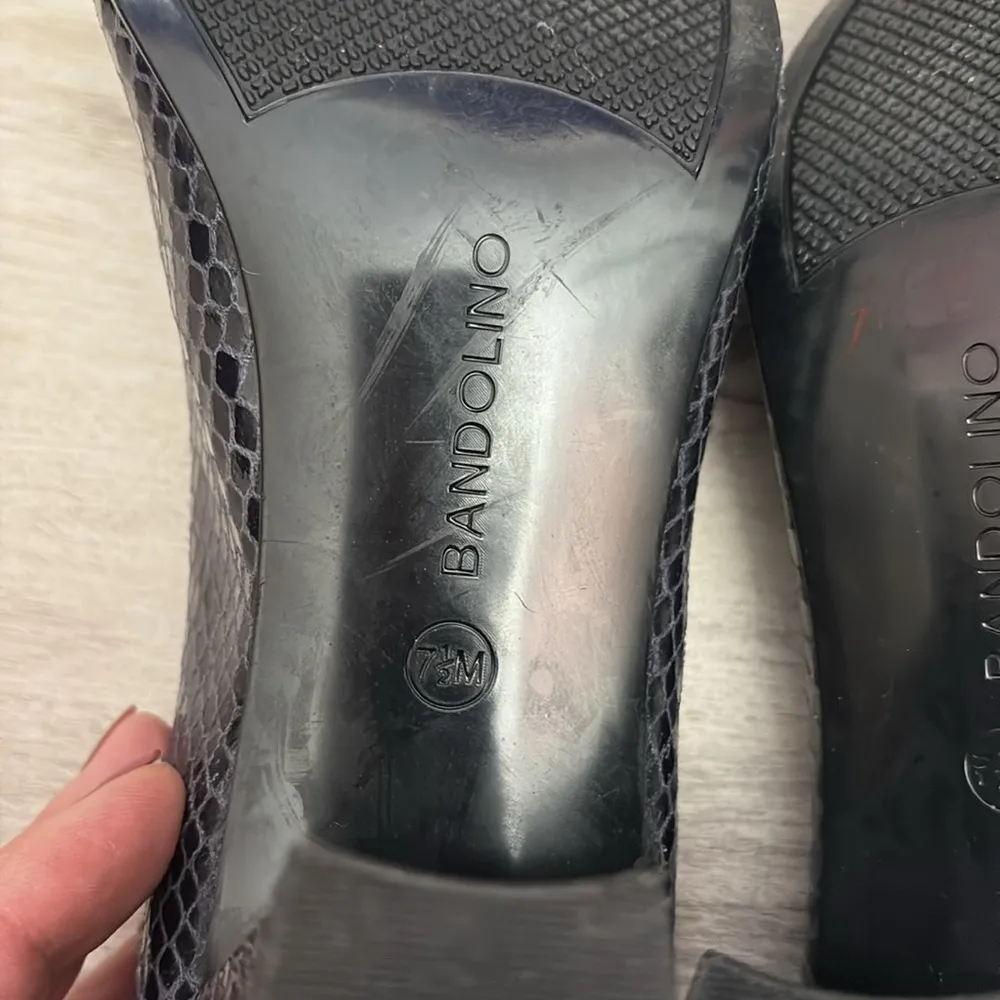 Blue Snakeskin Print Double Buckle Sling Back 3" Block Heels Size 7.5M - Image 14