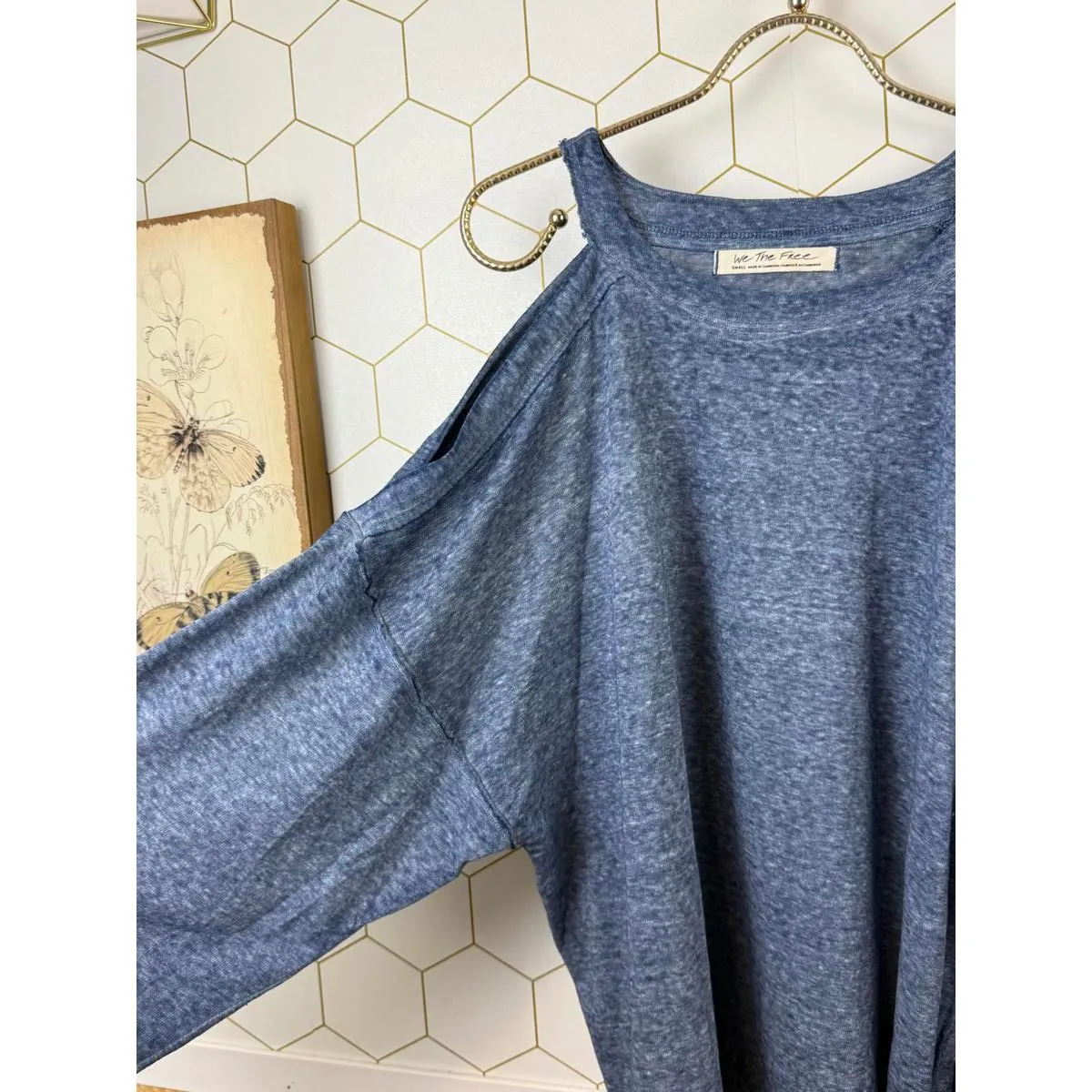 We The Free Chill Out Long Sleeve Cold Shoulder Top in Storm Blue - Size - Small - Image 8
