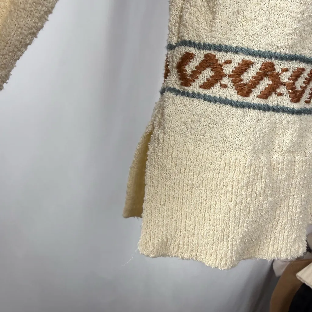 Madewell Embroidered Reseda Pullover Sweater in Cream Multi Size Small - Image 5