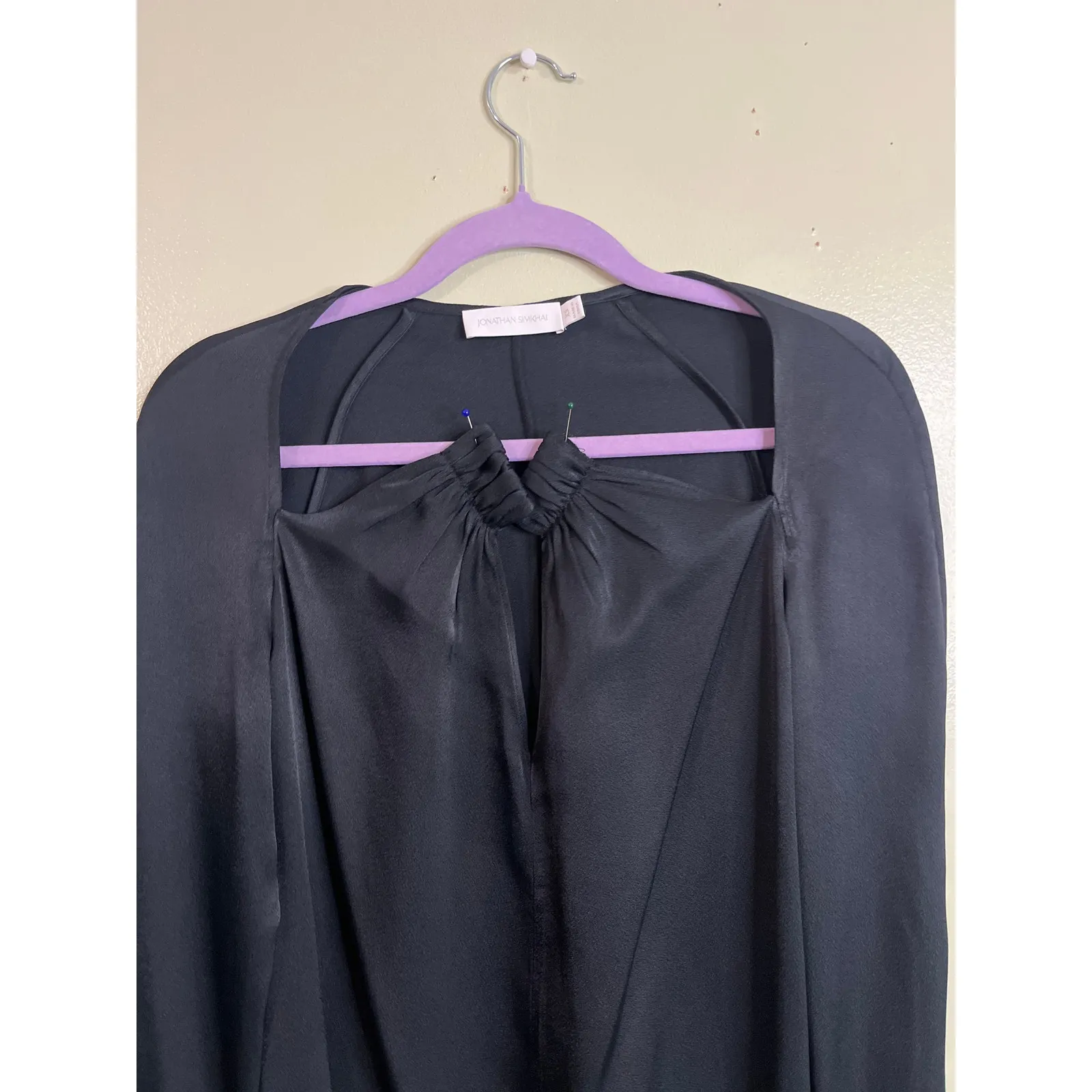 jonathan simkhai krishna top missing gold necklace, size XS, *Flawed Black - Image 13