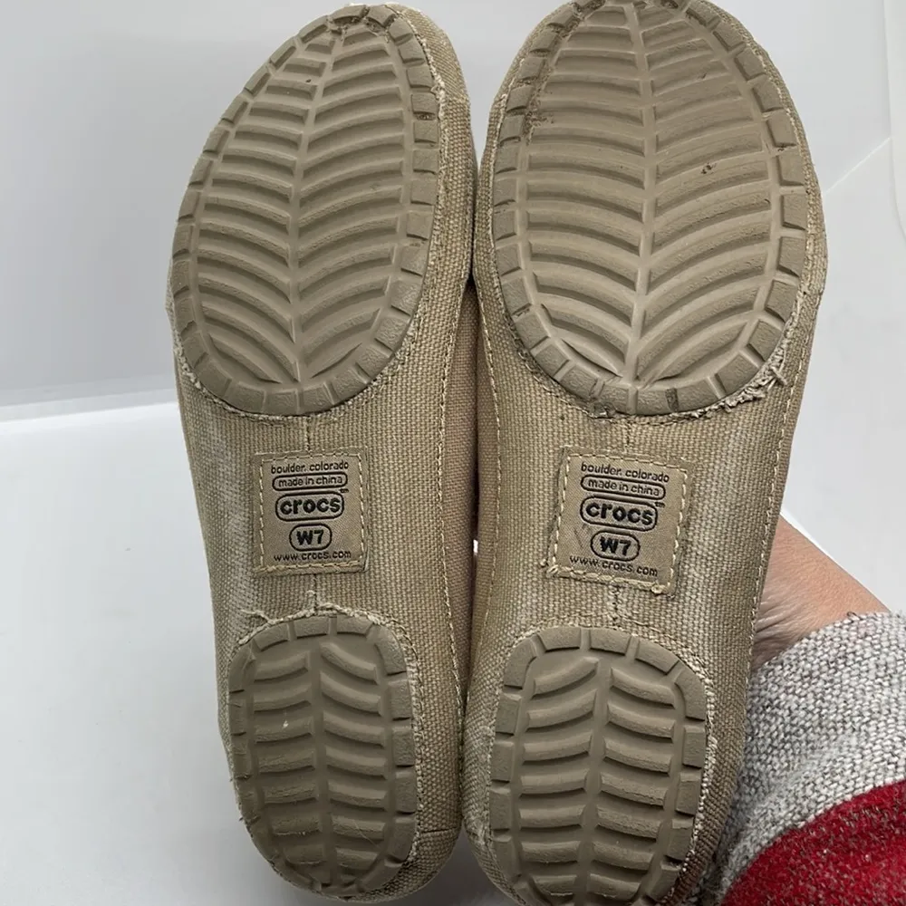 Crocs  Tan Canvas Flats 7 - Image 5