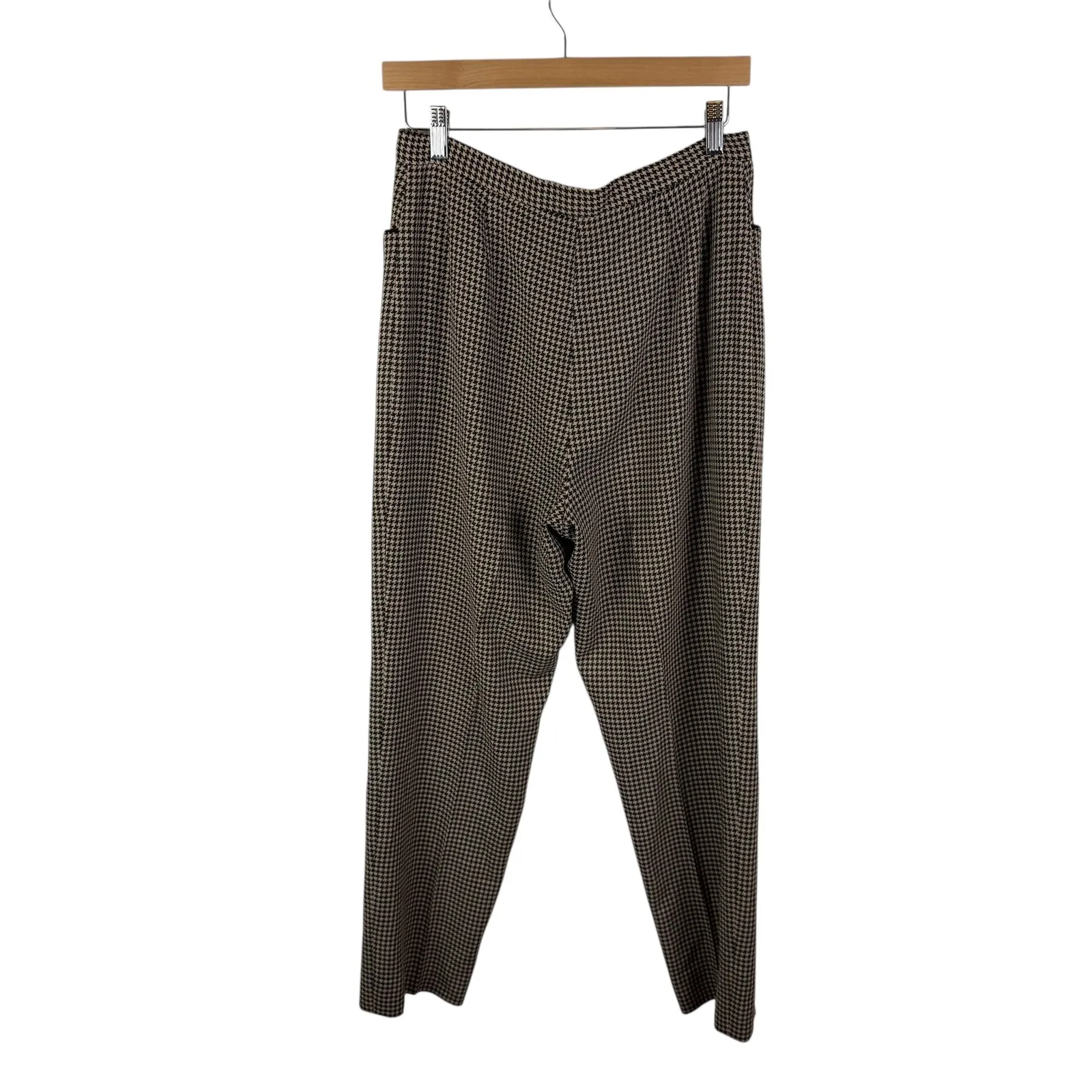 Garfield & Marks Continental Pkt Pants Sz 8 VTG Houndstooth USA Academia Office Brown - Image 5