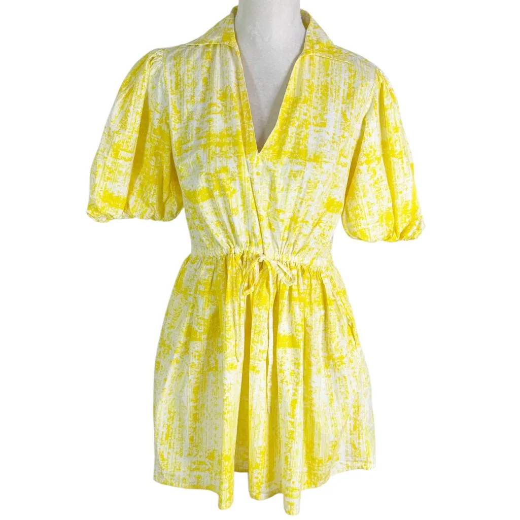 Olivia James The Label Daphne Mini Dress in Scatter Golden Floral Print Size S Yellow - Image 4