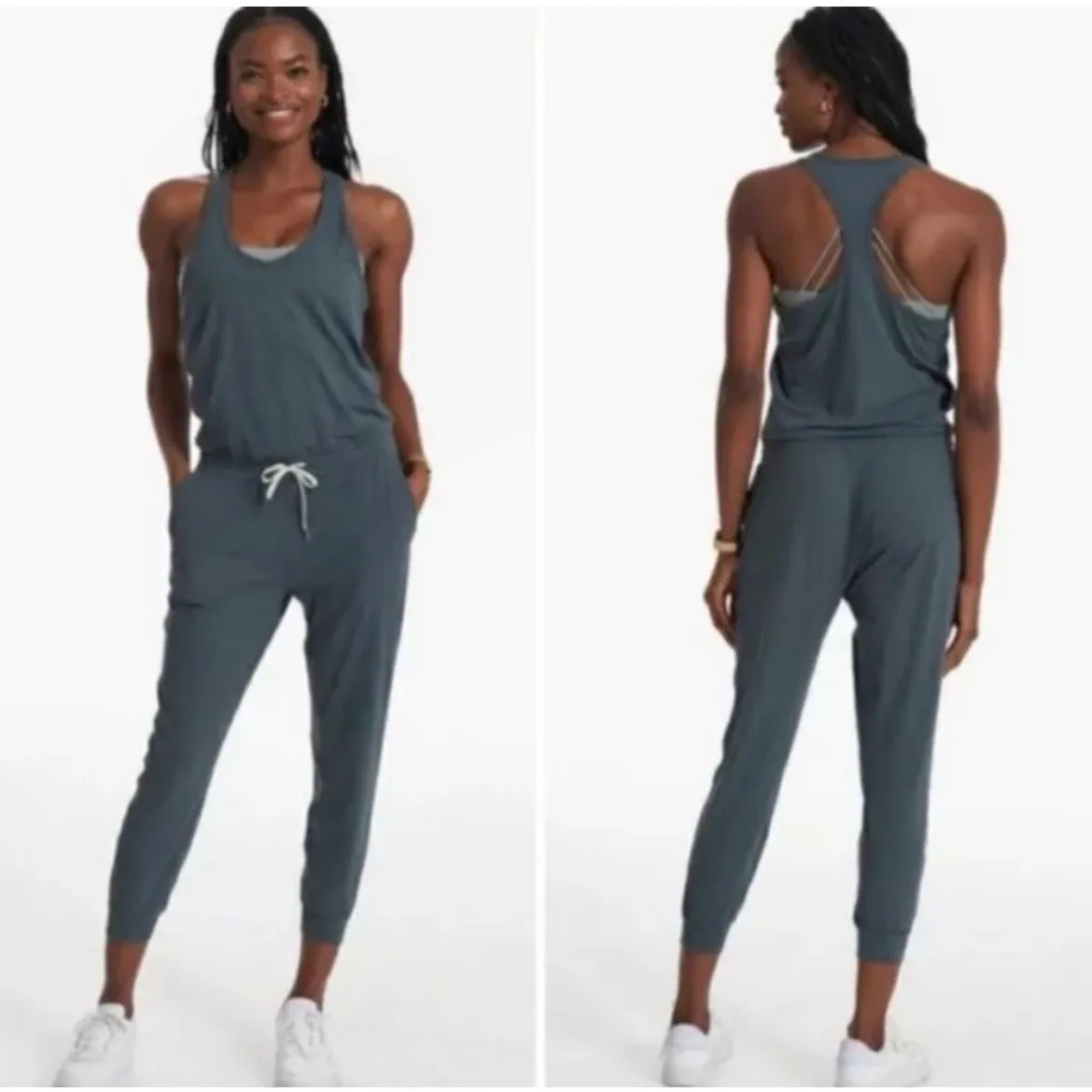 Vuori Black Women's Stretchy Jogger Jumpsuit Romper Overalls L - Image 6