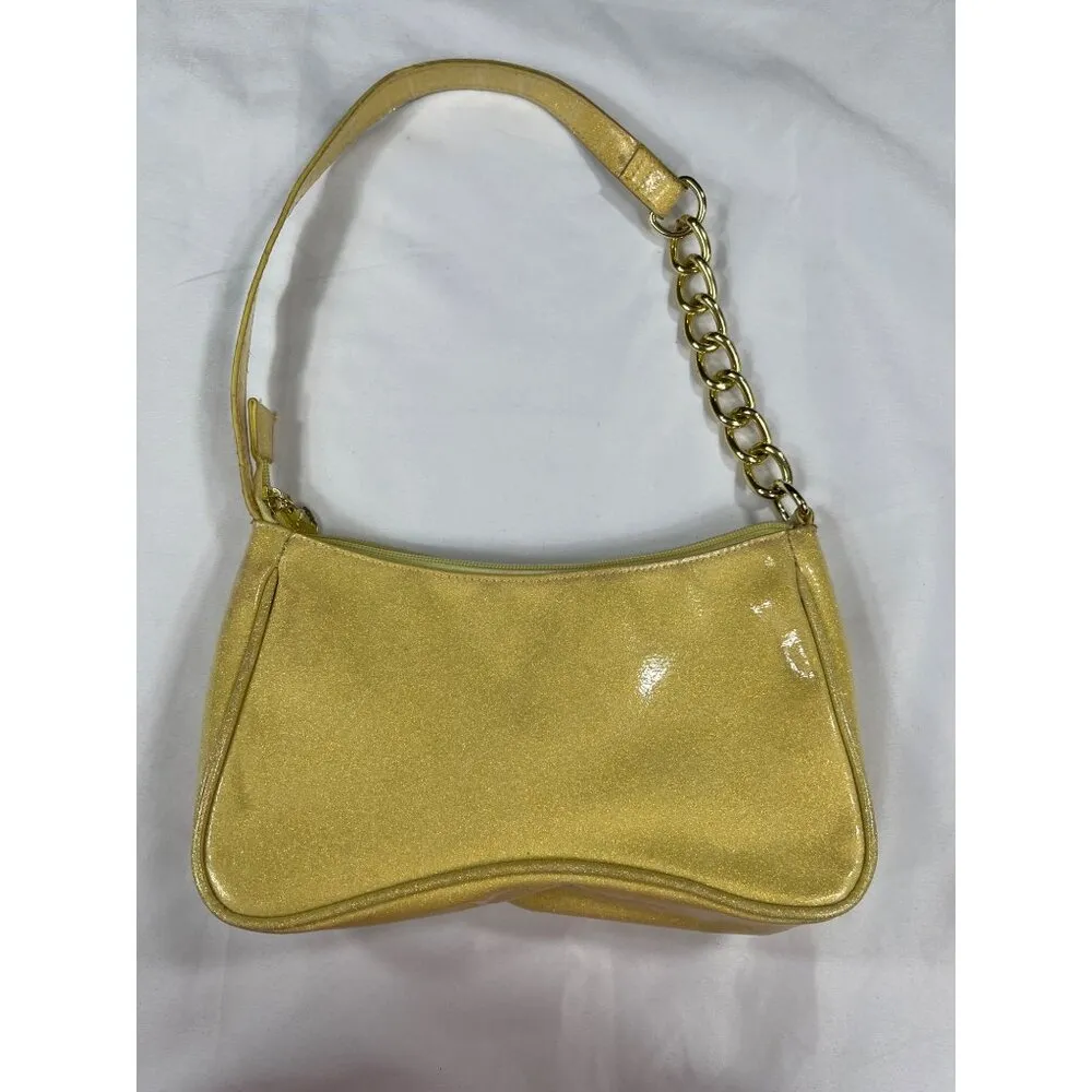Luv Betsey by Betsey Johnson SKU 7885  Yellow Gold Glittery Shoulder Bag With Ch - Image 2