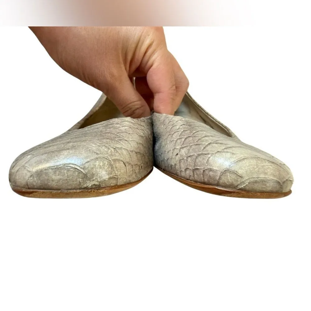 Attilio Giusti Leombruni Elegant Textured Leather Snakeskin Flats Size 7 Women’s - Image 6
