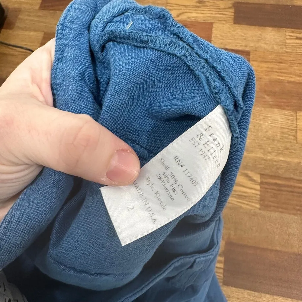 Frank & Eileen Womens Kinsale Performance Pant Royal Blue NEW Cotton Flax size 0 - Image 8