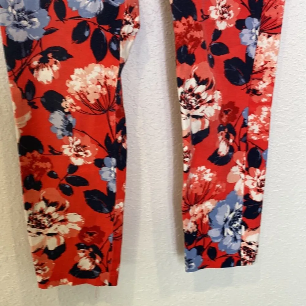GAP Factory Slim City Cropped Floral Pants Zipper Button Closure EUC Sz 4R Pink - Image 3