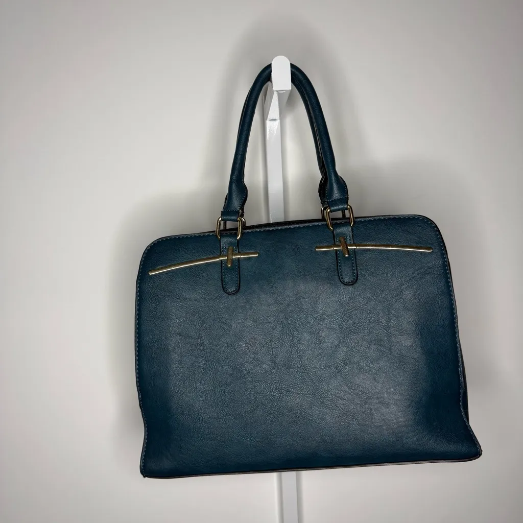 Dasien Blue/Green Teal Purse for Women. Leather Shoulder Bag with Gold Accents Blue - Image 3