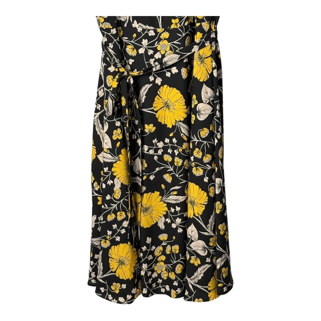 Nanette Lepore Floral Print Dress Sleeveless Midi‎ Casual Black Yellow Size 14W - Image 3