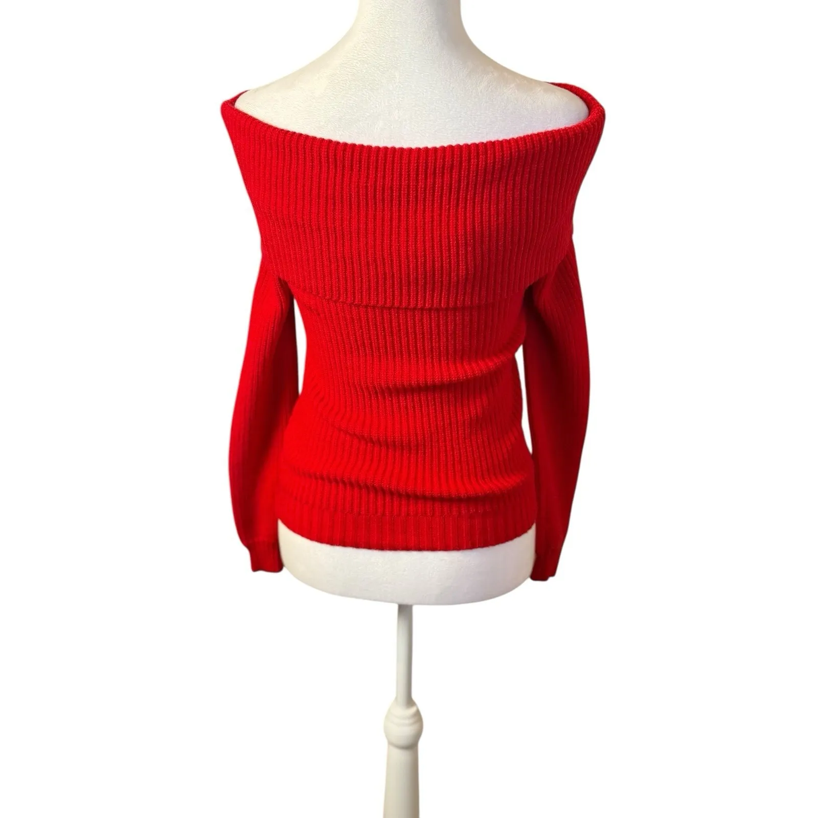 Sincerely Jules Red Off Shoulder Sweater Small Love Valentines Day Sexy Romantic - Image 4