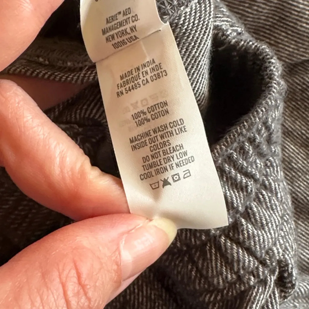 Aerie Anytime High Waisted Trousers Smoked Gray Wide Leg Flannel Pants Small - Image 9